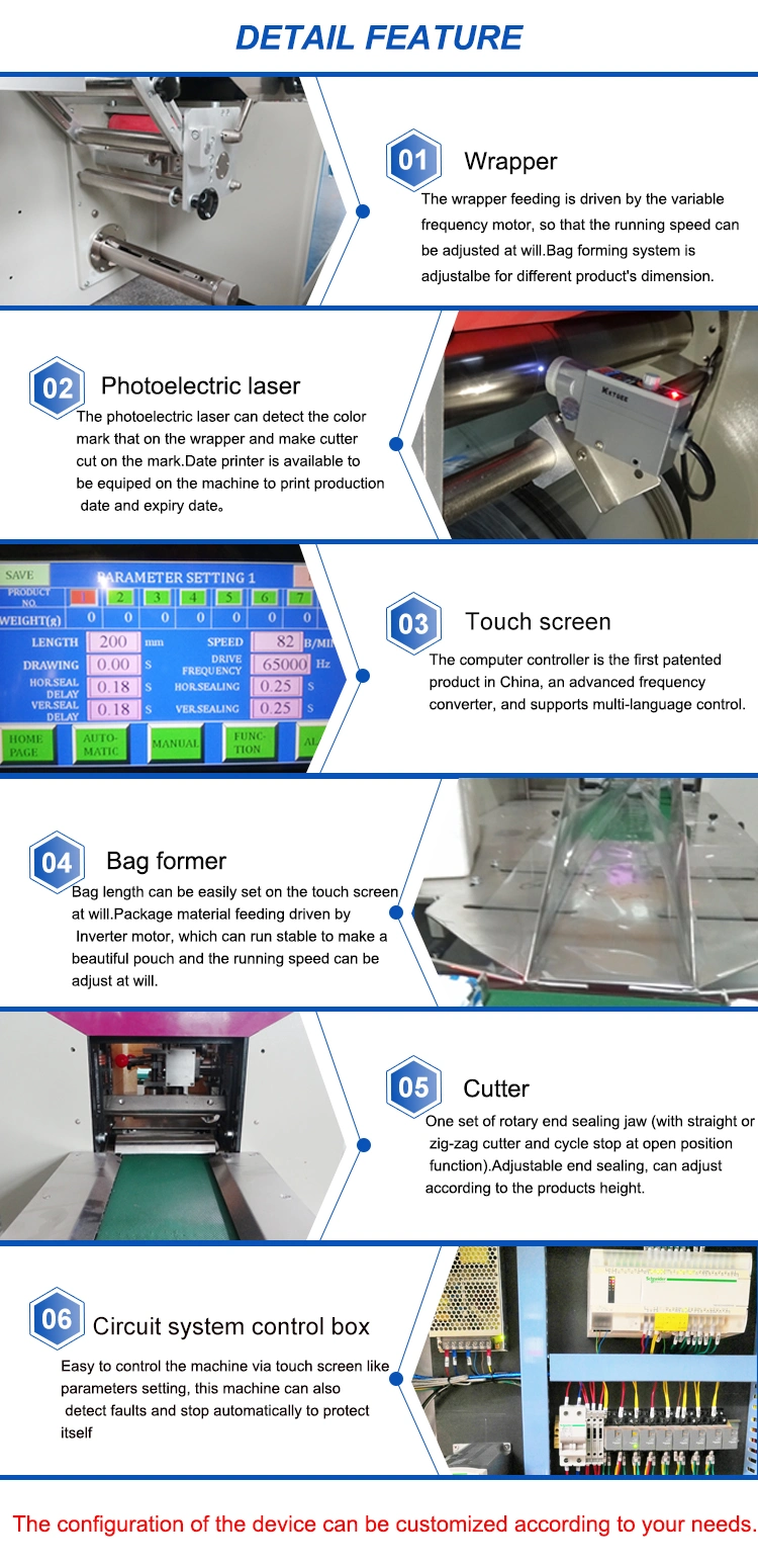 Automatic Horizontal Popsicle/Vegetable/Chocolate/Cake/Biscuits/Instant Noodles/Breads/Burgers/Buns/Candy Bar Food Tray Wrapping Flow Packaging Packing Machine